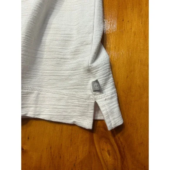 T by Talbots Womens XS White Striped Quarter Zip Pullover UPF 50+ Mock Neck Top - Picture 7 of 11